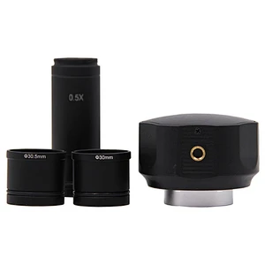 Câmera digital USB 2.0 CMOS, 5,0 M, cabo USB fixo, conjunto de anel adaptador de tubo ocular 0,5x