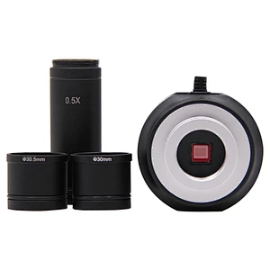 Câmera digital USB 2.0 CMOS, 5,0 M, cabo USB fixo, conjunto de anel adaptador de tubo ocular 0,5x