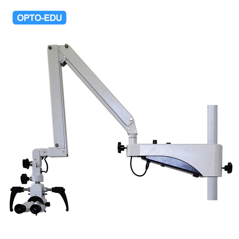 Microscópio de operação, uma cabeça 90°, zoom de passo manual, 3x~12x, suporte de poste, para otorrinolaringologia, cirurgia, montagem em coluna