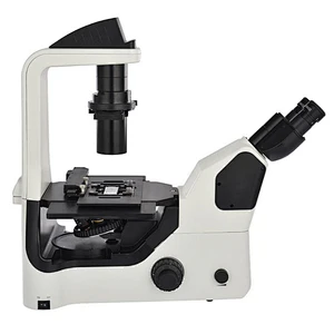 Microscópio de contraste de fase biológica invertida, LCD de informações