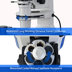 Full Motorized Inverted Fluorescent Microscope, Semi-APO, BF/PH/PL/FL/DIC