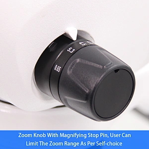 Microscópio estéreo com zoom, 0,65~5,3x, 1:8,1, binóculo, sem luz