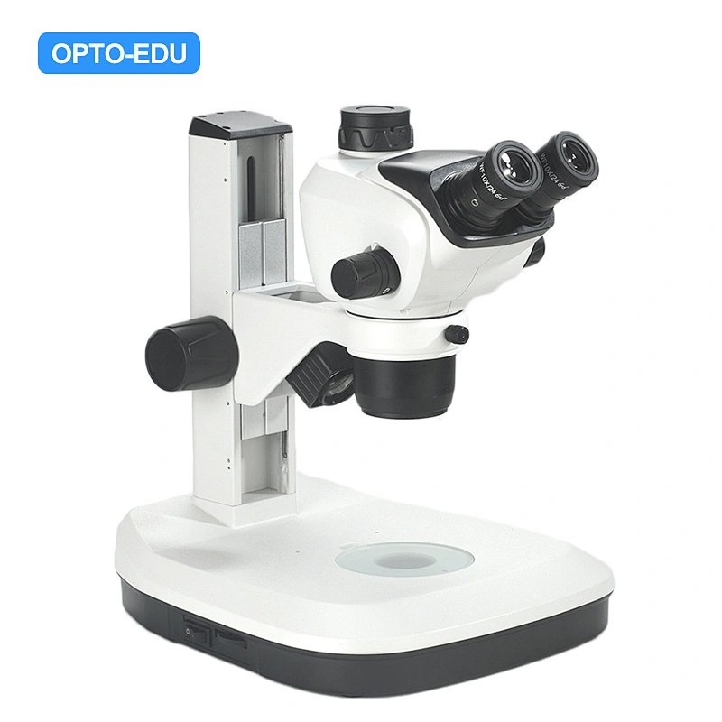 Zoom stereomicroscoop, 0,68~4,7x, 1:6,8, trinoculair, omhoog/omlaag 3W LED