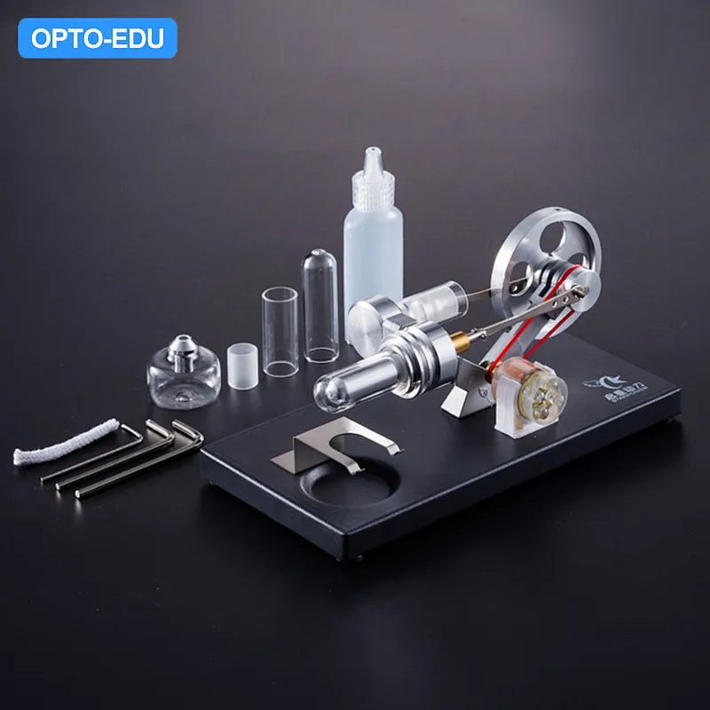 Stirlingmotor med generatormodell, 4 LED