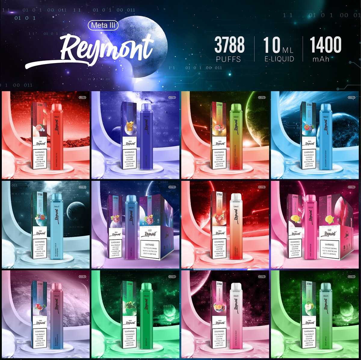 Reymont Meta III, Reymont 3788, 3788 Puffs, Mesh Coil, 21350 Battery, 12ML Capacity, Reymont Vape, Reymont Disposable, Reymont Electronic Cigarette, Disposable Vape pen, Reymont Brand