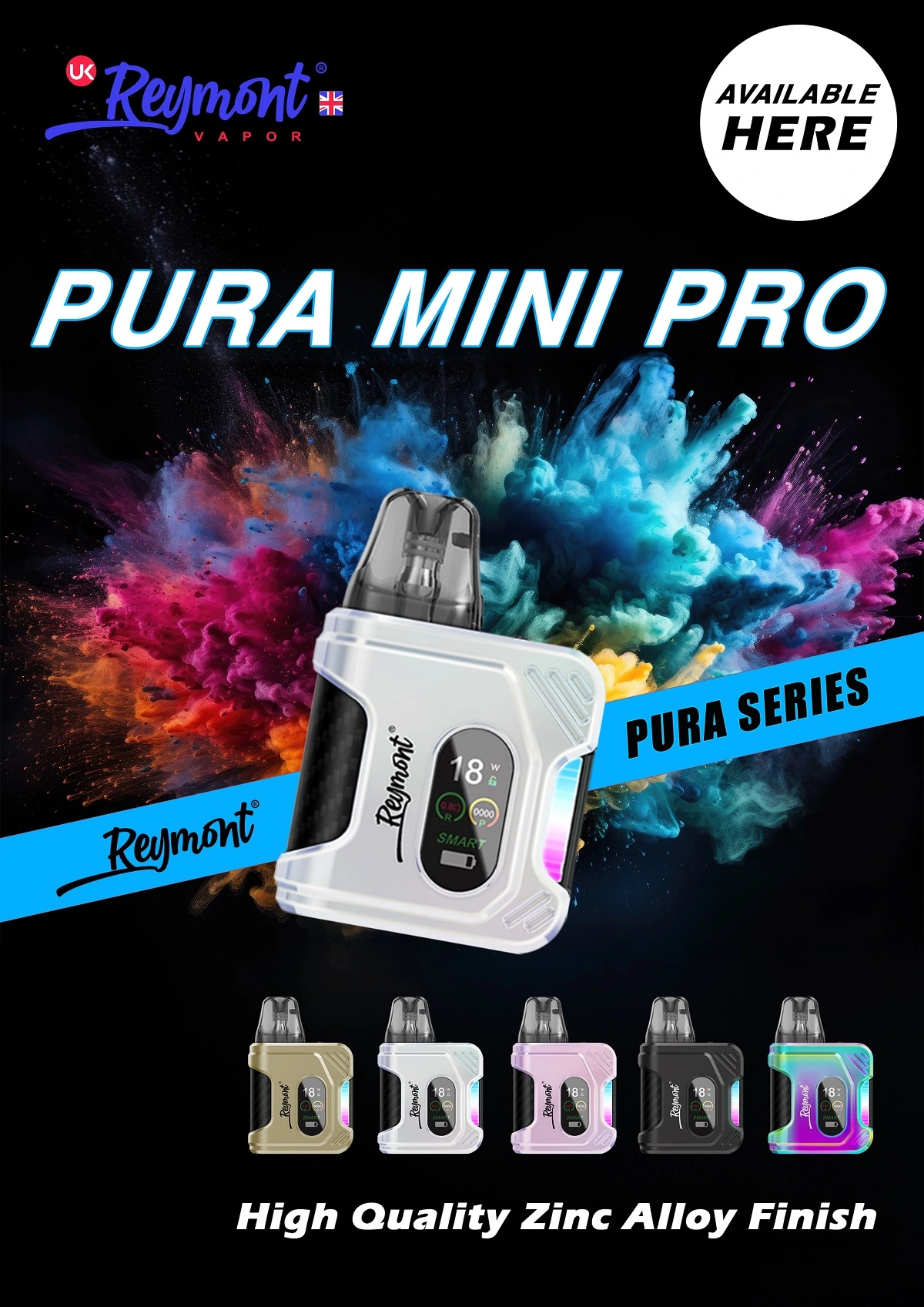 Reymont Pura Mini Pro, Reymont Mini Pro, Pura Mini Pro, Pod System, Reymont Pura, TFT Screen, Adjustable Wattage, Airflow Control, Replaceable Pod, Refillable Pod