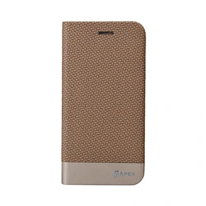 PU Leather Phone Book Case With Woven Pattern & Card Slots
