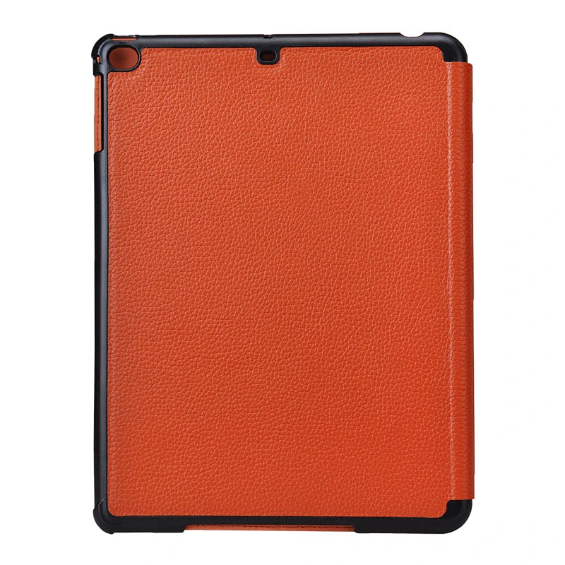 Tri fold emboss custom universal leather tablet case for 7-inch and 8-inch tablets with metal clip