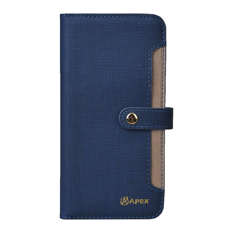Leather Cell Phone Wallet Case Phone Flip Cover With Snap Button