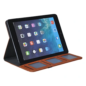 Auto Sleep Wake Suede PU Flip Foldable Leather Tablet Case For iPad With Removable Card Slots
