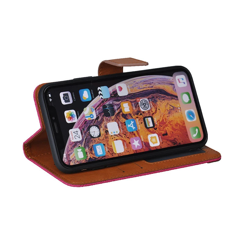 Fabric Phone Wallet Case Cell Phone Flip Cover With Buckle