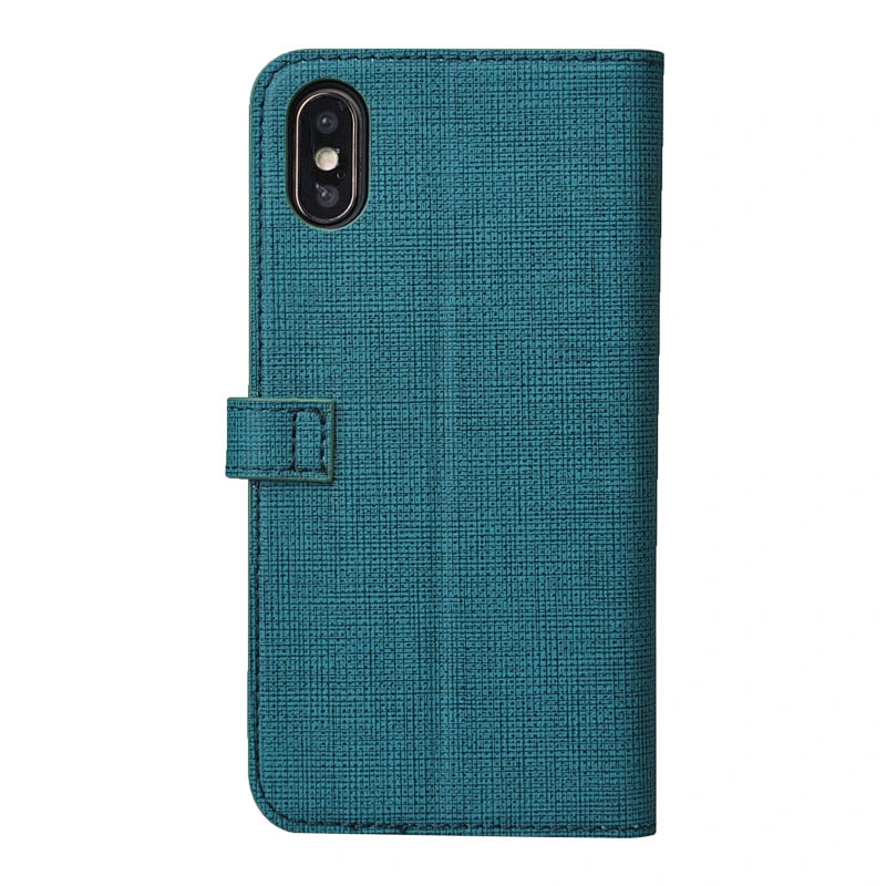 Leather Cell Phone Wallet Case Phone Flip Cover With Snap Button