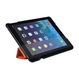 Tri fold emboss custom universal leather tablet case for 7-inch and 8-inch tablets with metal clip