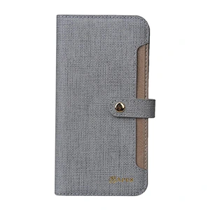 Leather Cell Phone Wallet Case Phone Flip Cover With Snap Button