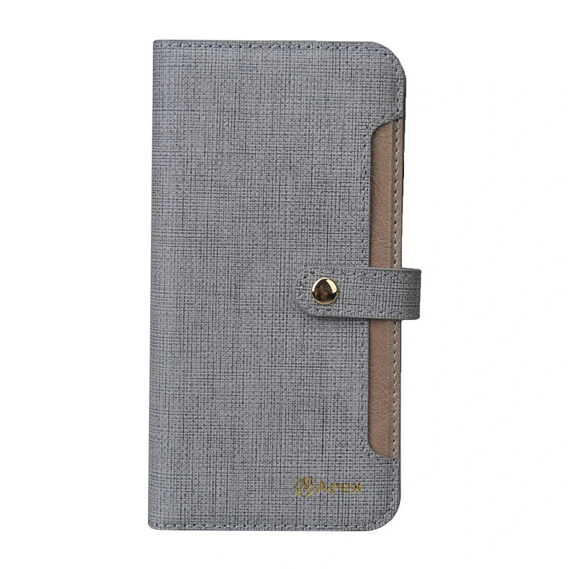 Leather Cell Phone Wallet Case Phone Flip Cover With Snap Button