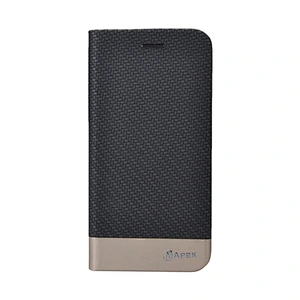 PU Leather Phone Book Case With Woven Pattern & Card Slots