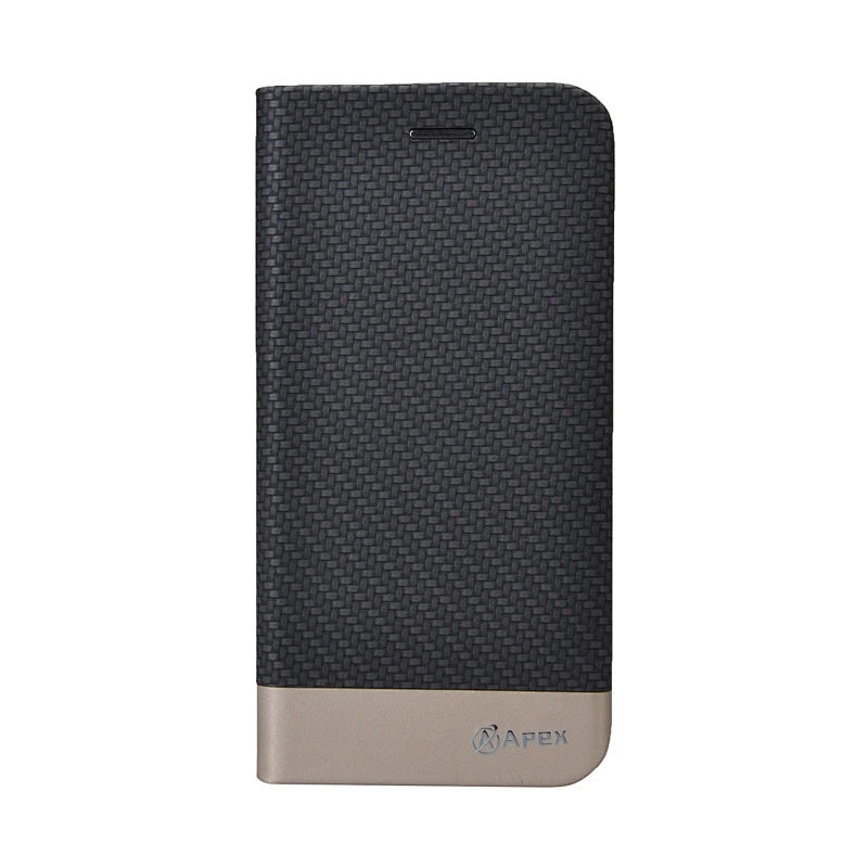 PU Leather Phone Book Case With Woven Pattern & Card Slots