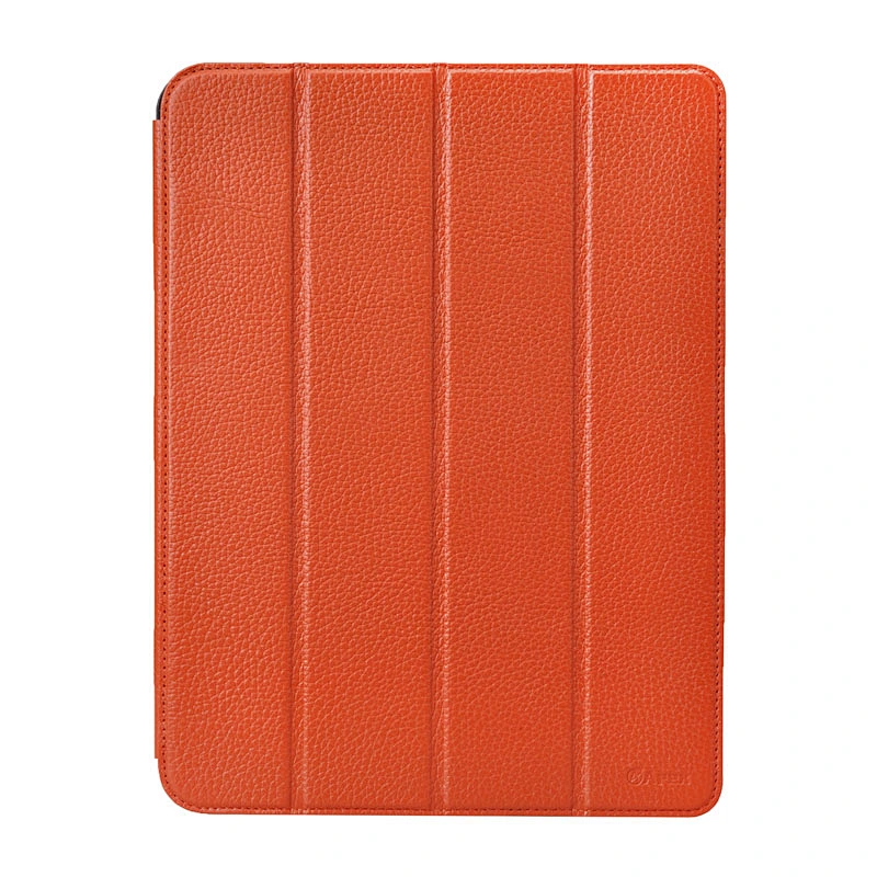 Tri fold emboss custom universal leather tablet case for 7-inch and 8-inch tablets with metal clip