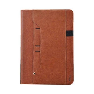 Auto Sleep Wake Suede PU Flip Foldable Leather Tablet Case For iPad With Removable Card Slots