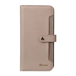 Leather Cell Phone Wallet Case Phone Flip Cover With Snap Button
