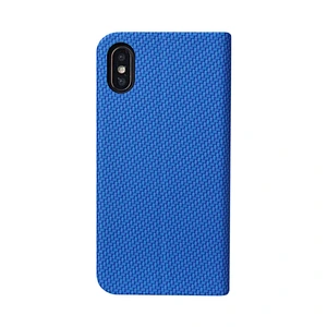 PU Leather Phone Book Case With Woven Pattern & Card Slots