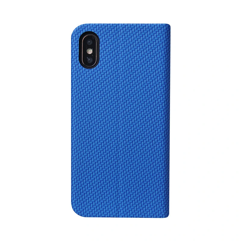 PU Leather Phone Book Case With Woven Pattern & Card Slots