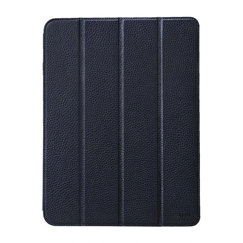 Tri fold emboss custom universal leather tablet case for 7-inch and 8-inch tablets with metal clip