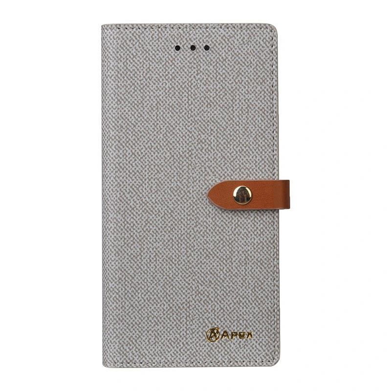 PU Leather Smart Phone Wallet Case Phone Flip Cover With Snap Button