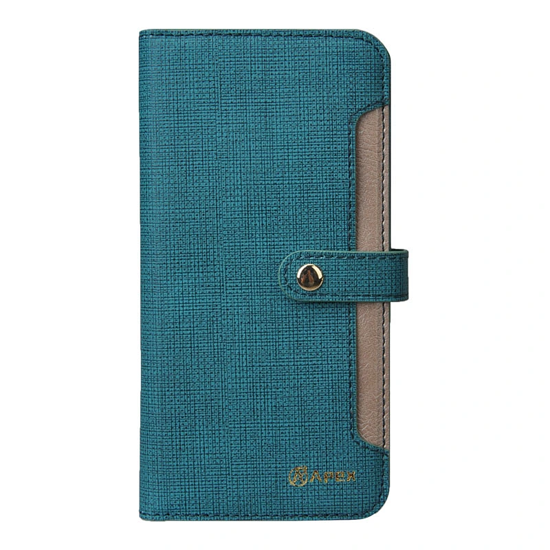 Leather Cell Phone Wallet Case Phone Flip Cover With Snap Button