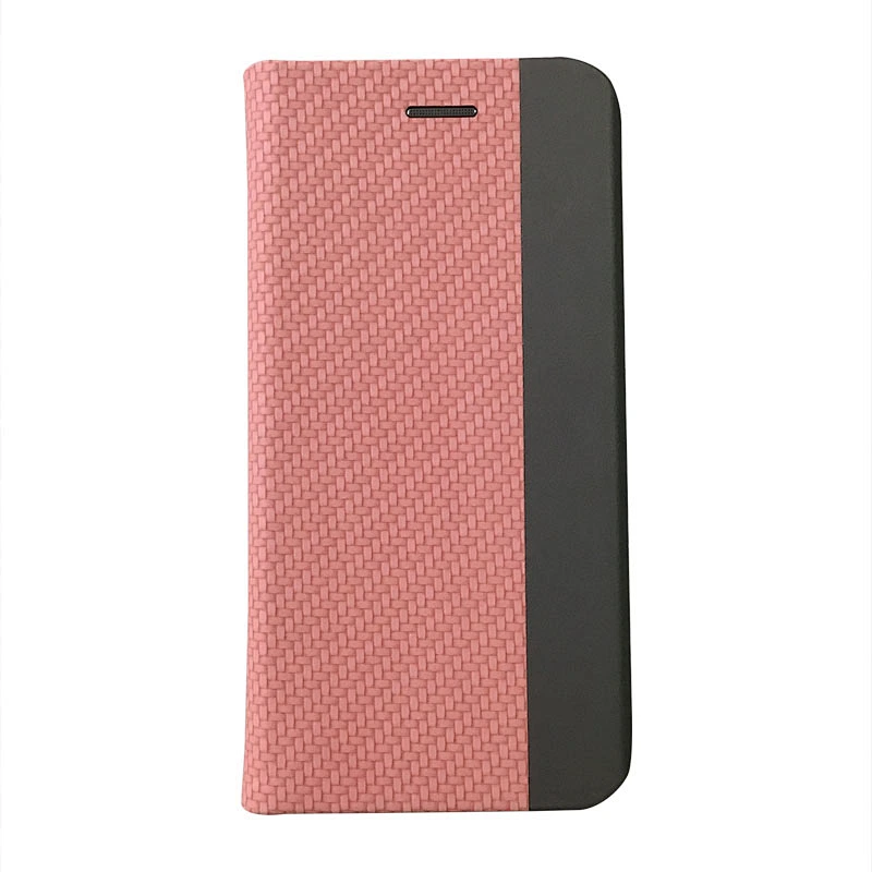PU Leather Phone Book Case With Woven Pattern & Card Slots