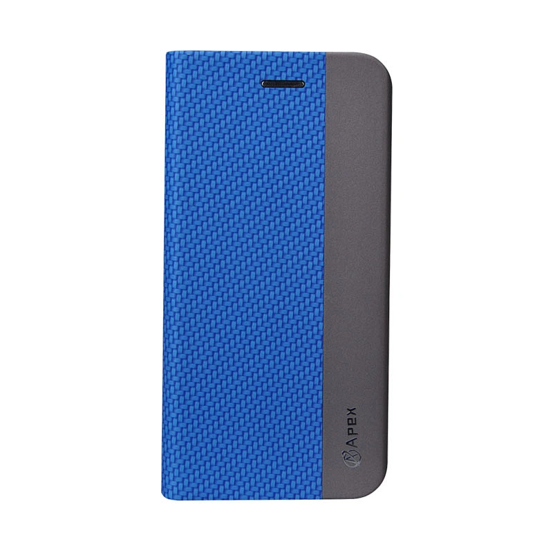 PU Leather Phone Book Case With Woven Pattern & Card Slots