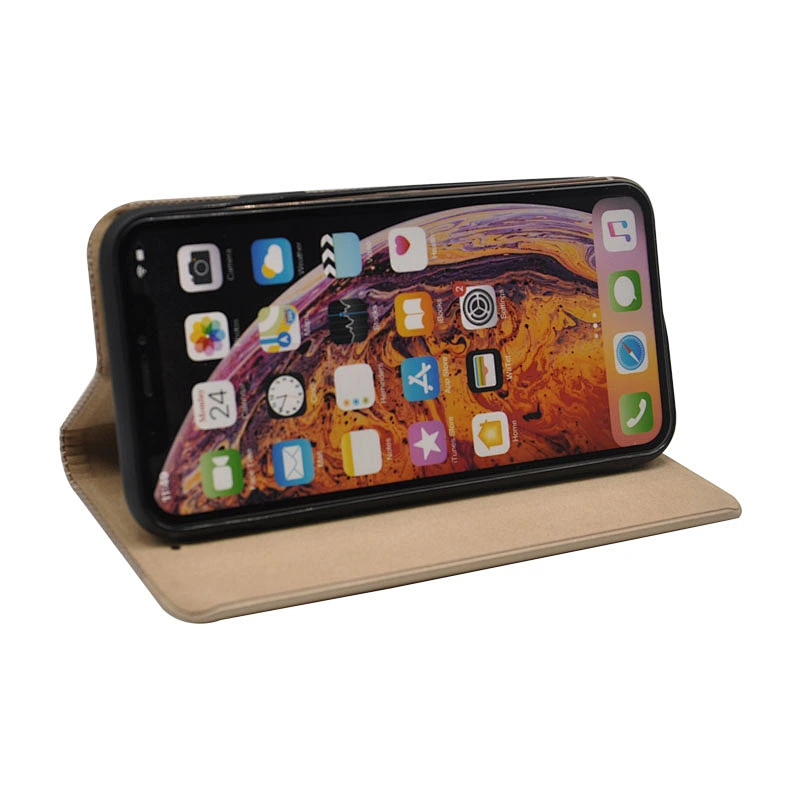 PU Leather Phone Wallet Case With Woven Pattern & Card Slots
