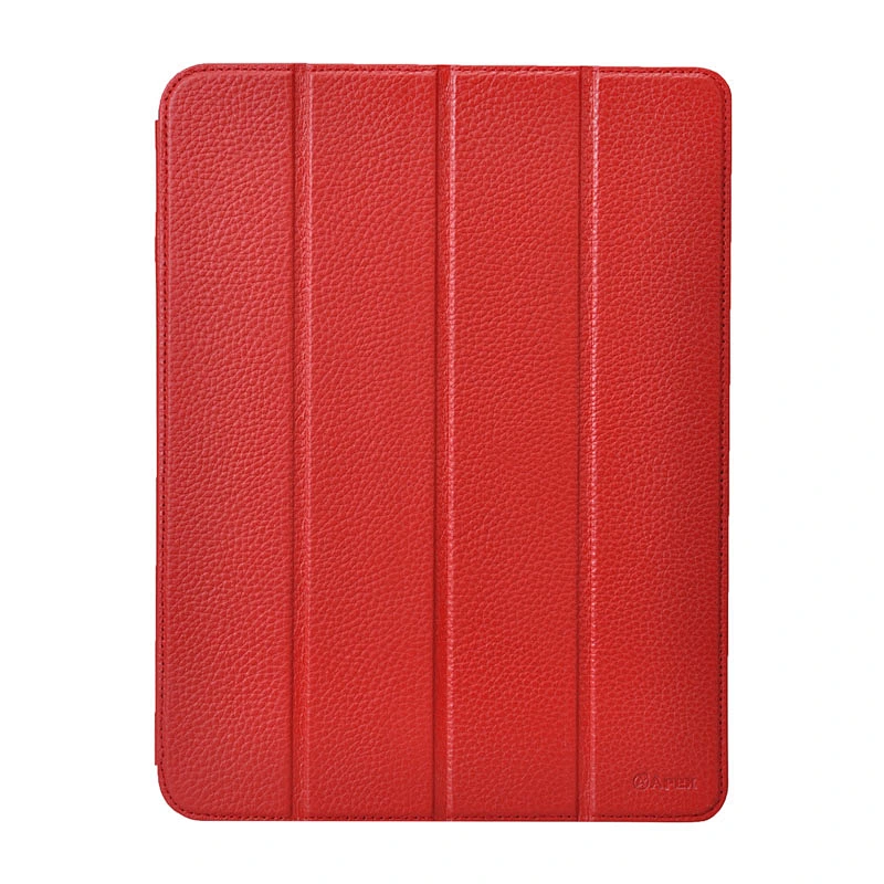 Tri fold emboss custom universal leather tablet case for 7-inch and 8-inch tablets with metal clip