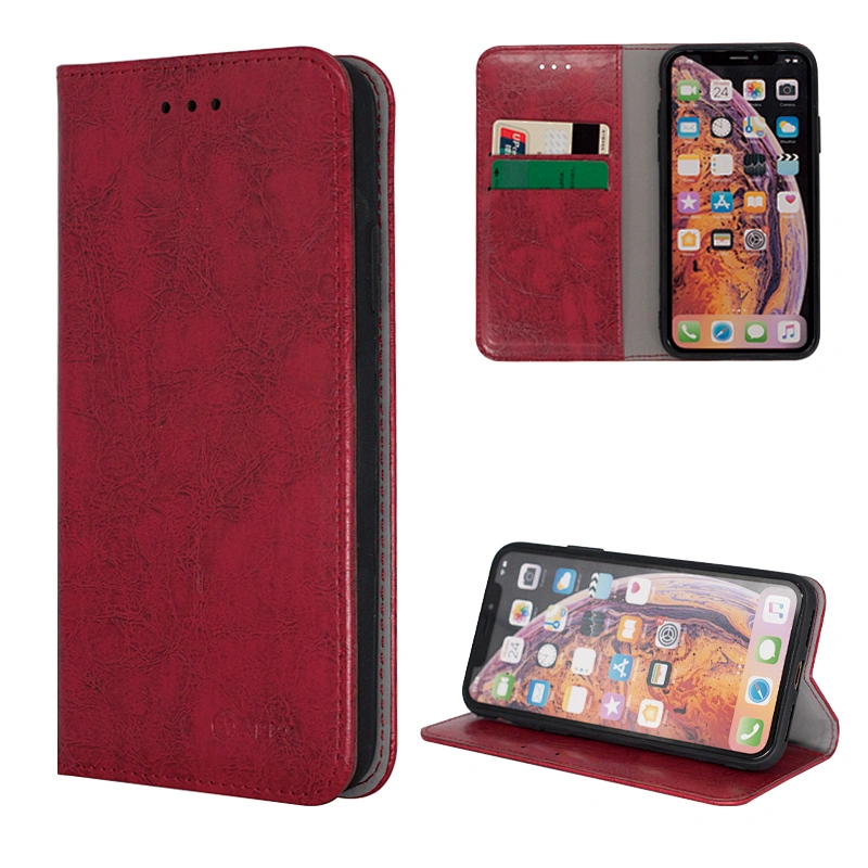 Leather Phone Book Case Phone Flip Cover Phone Wallet Case Card Slots