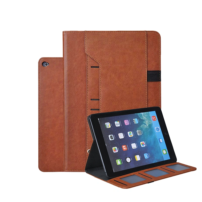 Auto Sleep Wake Suede PU Flip Foldable Leather Tablet Case For iPad With Removable Card Slots