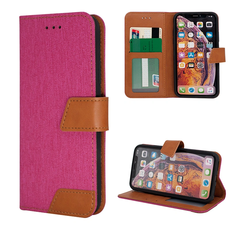 Fabric Phone Wallet Case Cell Phone Flip Cover With Buckle