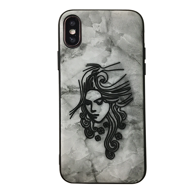 Embossing Smart Phone Case PC+TPU 2in1 Phone Cover