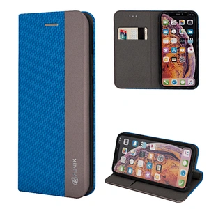 PU Leather Phone Book Case With Woven Pattern & Card Slots