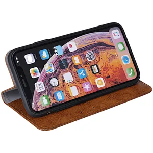 Leather Phone Book Case Phone Flip Cover Phone Wallet Case Card Slots