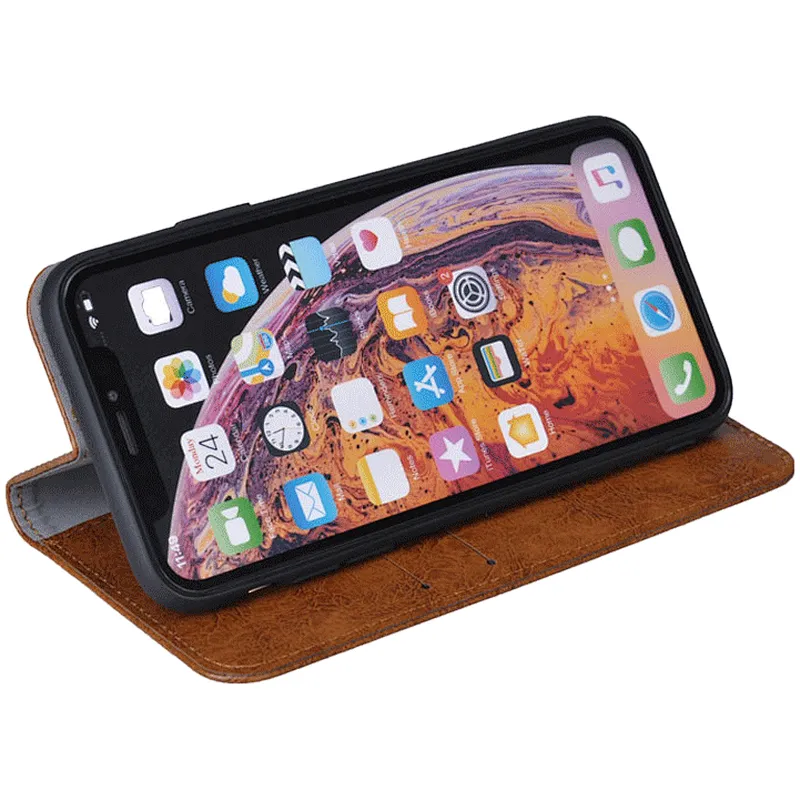 Leather Phone Book Case Phone Flip Cover Phone Wallet Case Card Slots