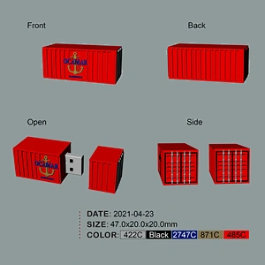 3D Custom Container Design Rubber USB Flash Drive