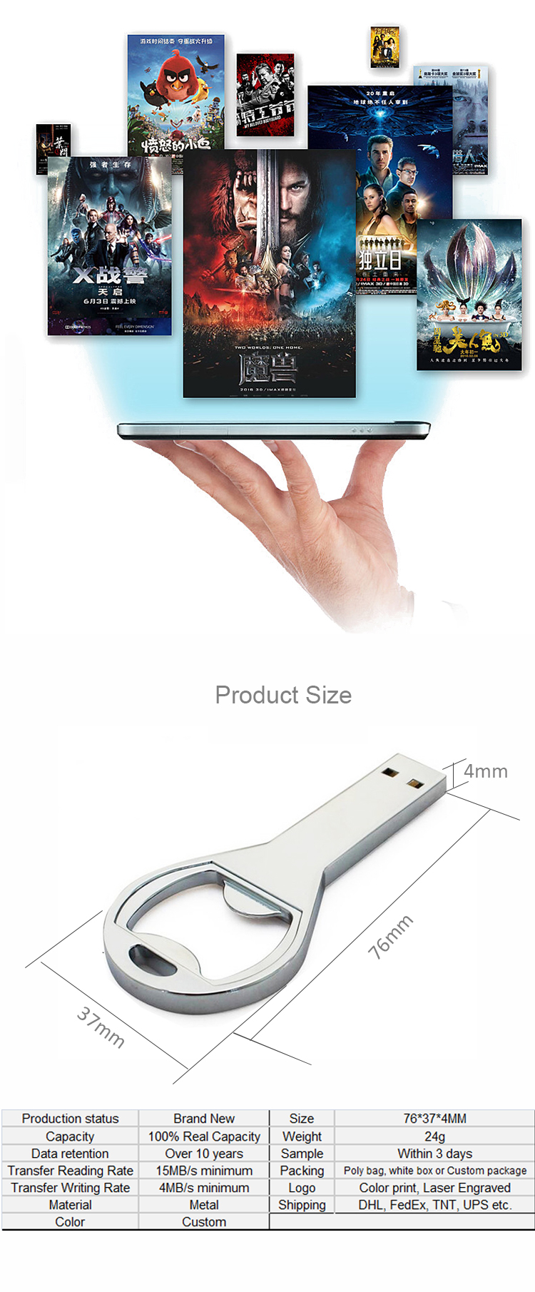 Custom Metal Pendrive Key Usb Flash Drive 2Tb Stick Metal