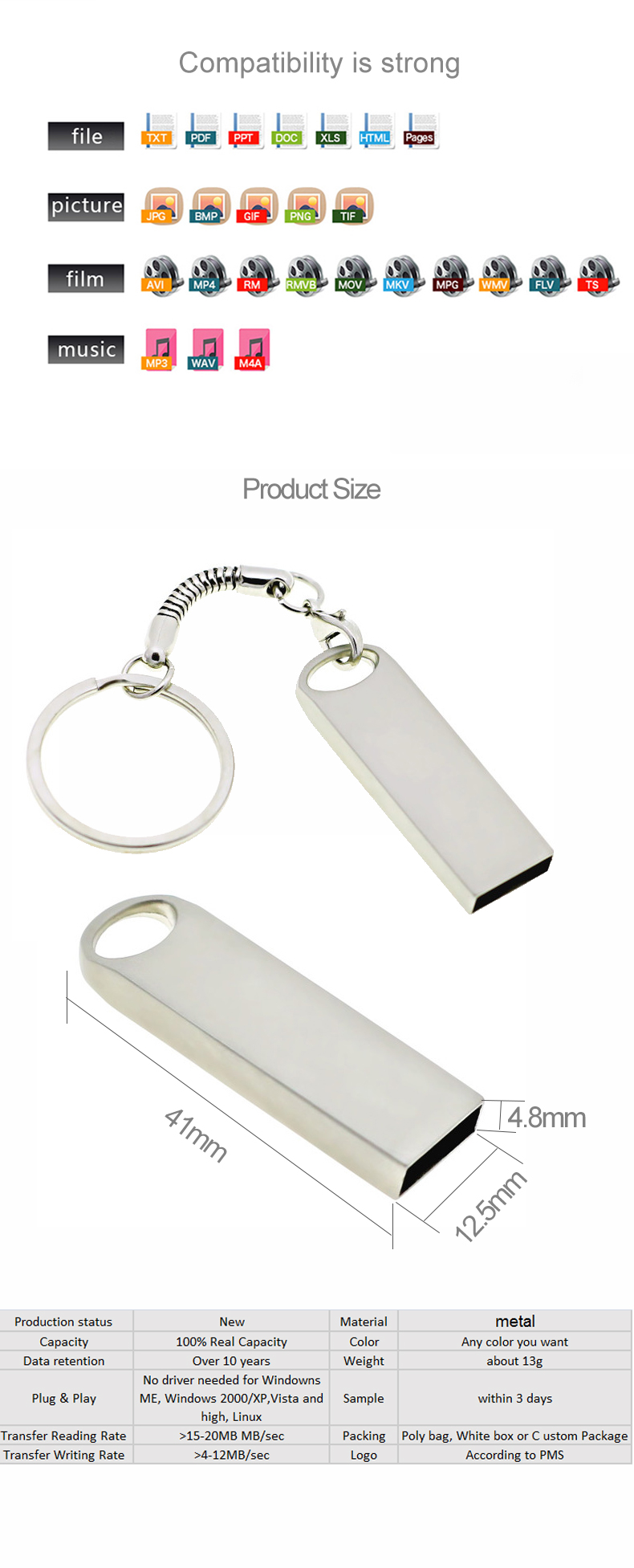 Engraving Logo Custom 2.0 3.0 3Tb Usb Flash Drive Bulk Wholesale Factory