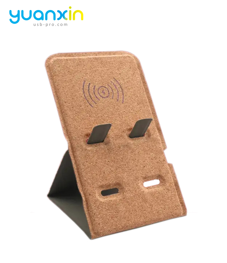 ECO Friendly Cork Desktop Wireless Charger with phone holder