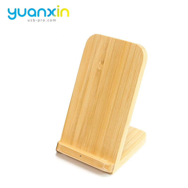 Eco Friendly Bamboo Desktop Wireless Charger with phone holder