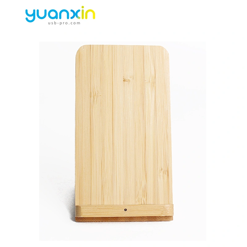 Eco Friendly Bamboo Desktop Wireless Charger with phone holder