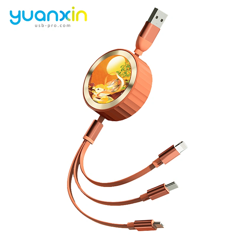 Round 3 in 1 retract Charging Cable