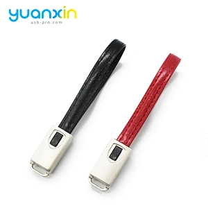 Micro PU leather keychain usb cable