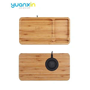 ECO Friendly Bamboo Multi Desktop Wireless Charger with desk tidy