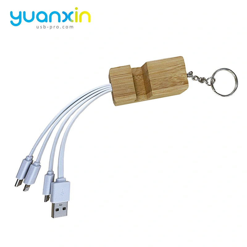 4 in 1 Bamboo eco usb charging  cable